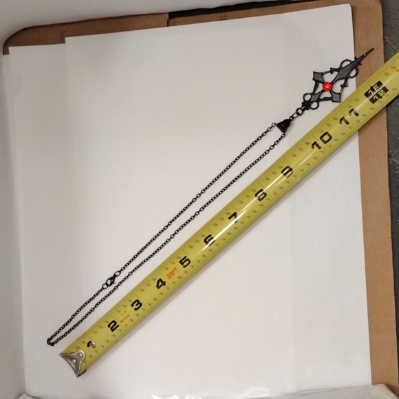 2XHP!! NWT Goth Black Witch's Cross with Red Stone Necklace!! - Picture 5 of 6